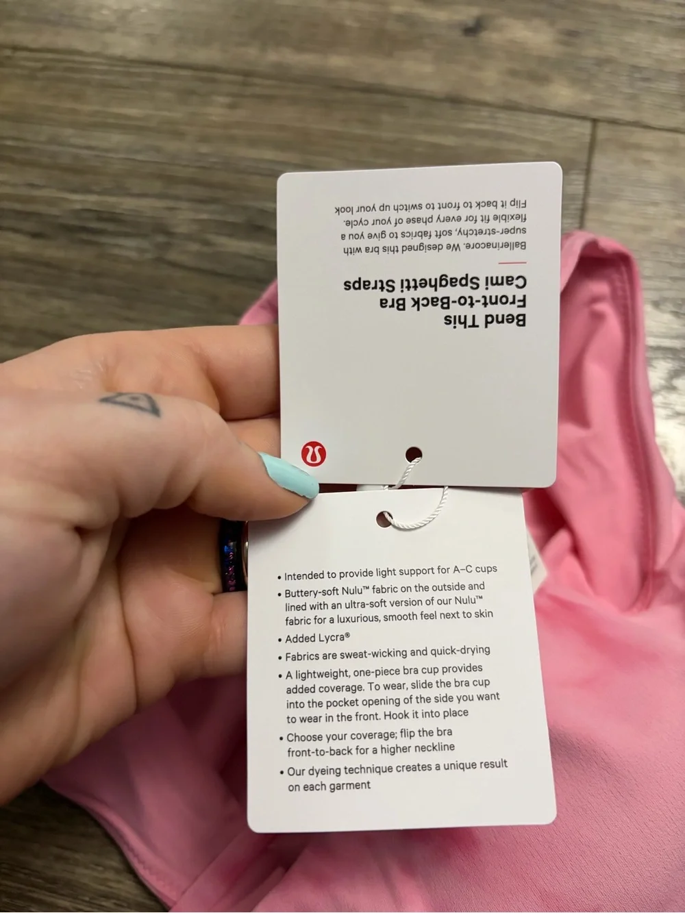 NWT Lululemon Cami Spaghetti-Strap Bra (Smoothie Wash Strawberry Multi) Size S/M